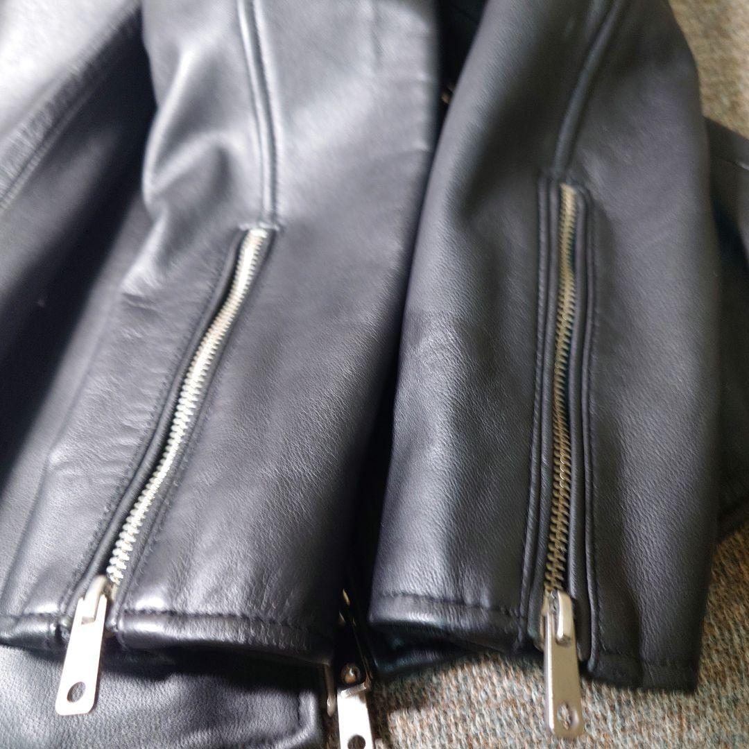 UNITED TOKYO ノーカラーシングルライダースジャケット ラムレザー 黒