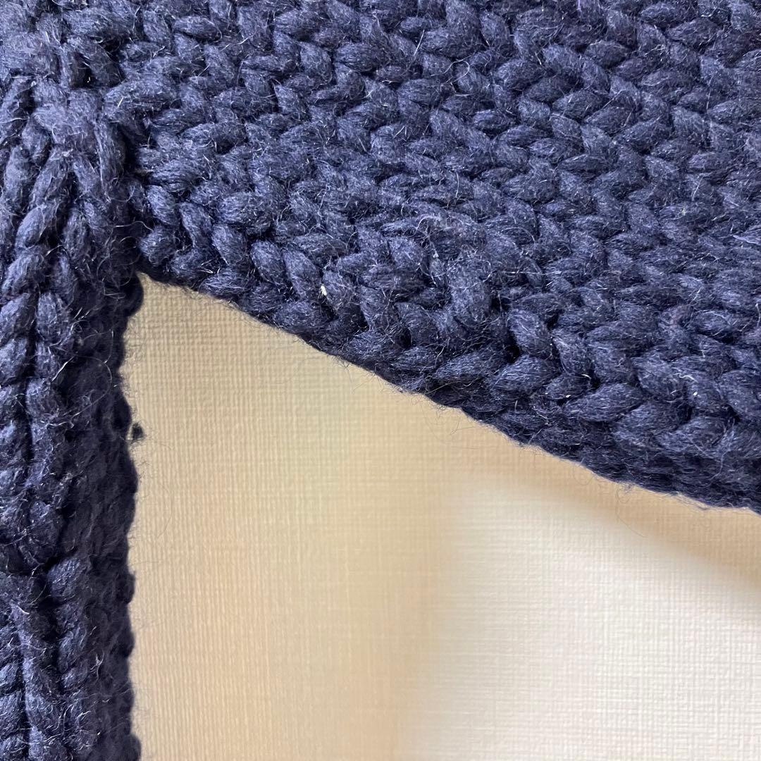 Kanata カウチン ニット セーター カーディガン ウール 無地　ネイビーM