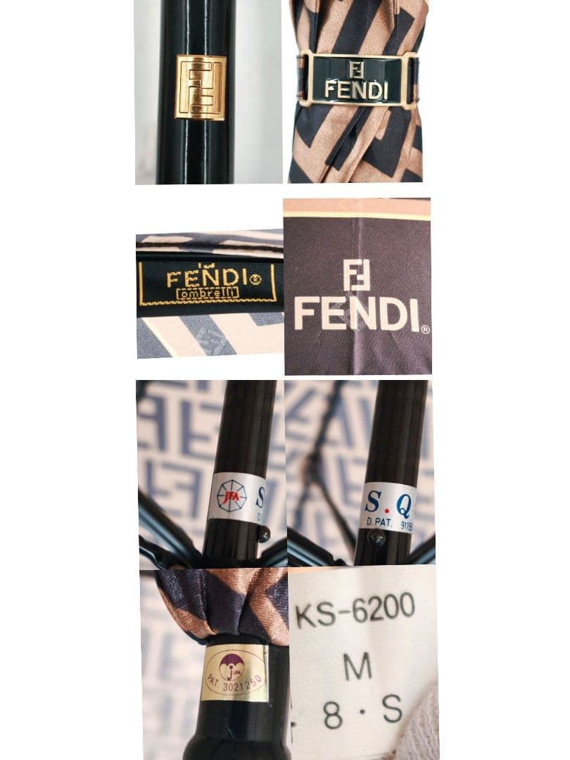 【美品 高級◎】フェンディ 長傘 ズッカ柄 総柄 FFロゴ ゴールド金具 茶色
