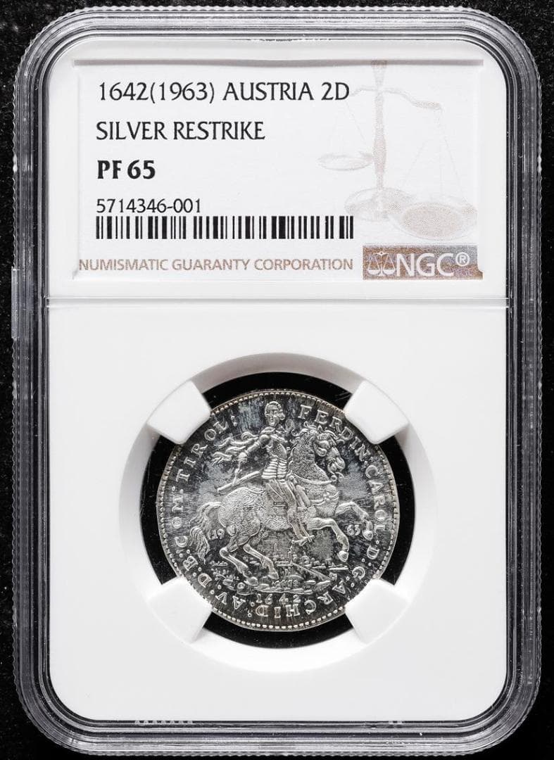 AUSTRIA 1642年 オーストリア銀貨 NGC-PF65 騎士 104