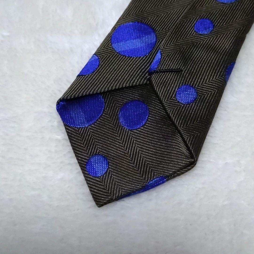 美品■コムデギャルソンオムドゥ　ネクタイ　ドット　水玉　カーキ　ブルー