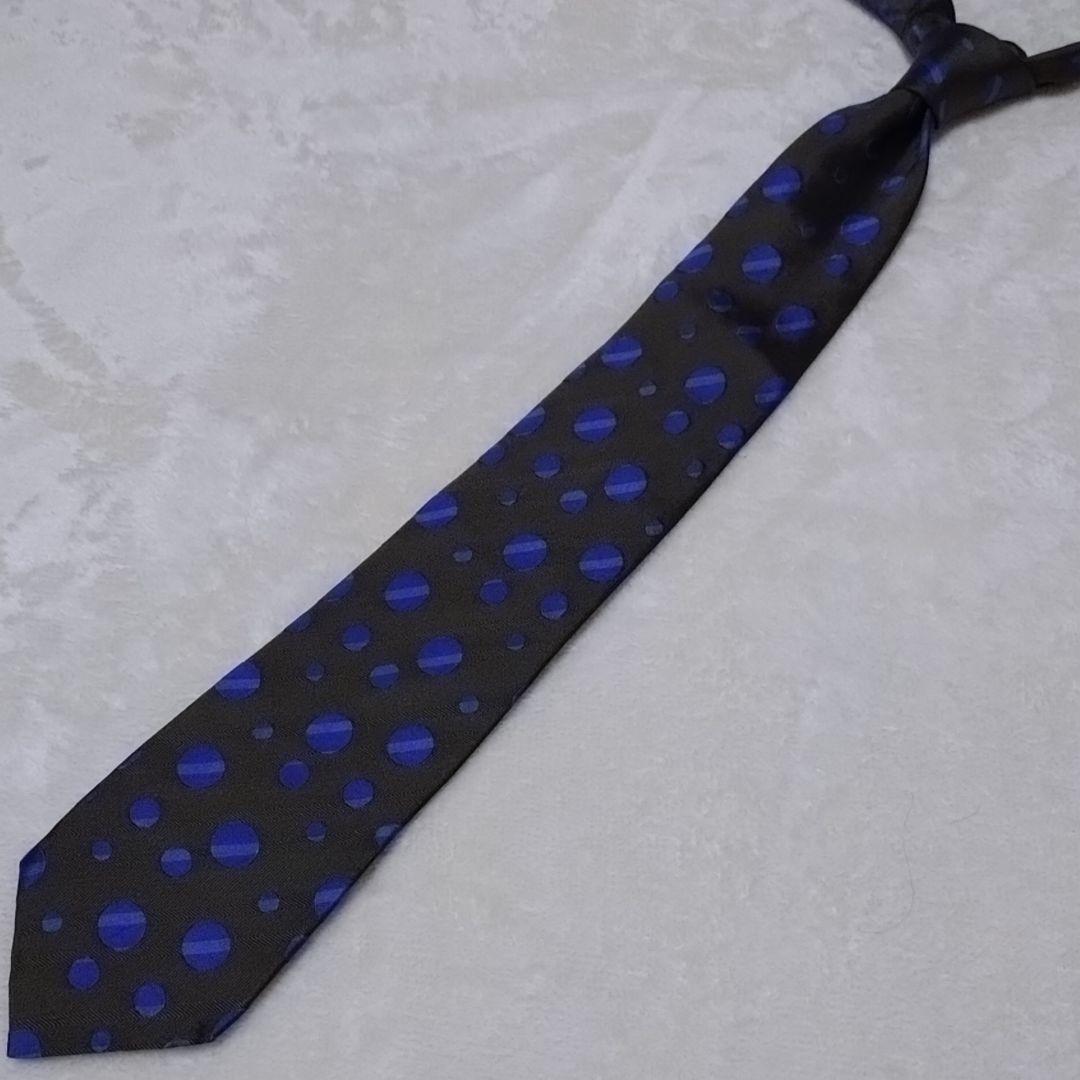美品■コムデギャルソンオムドゥ　ネクタイ　ドット　水玉　カーキ　ブルー