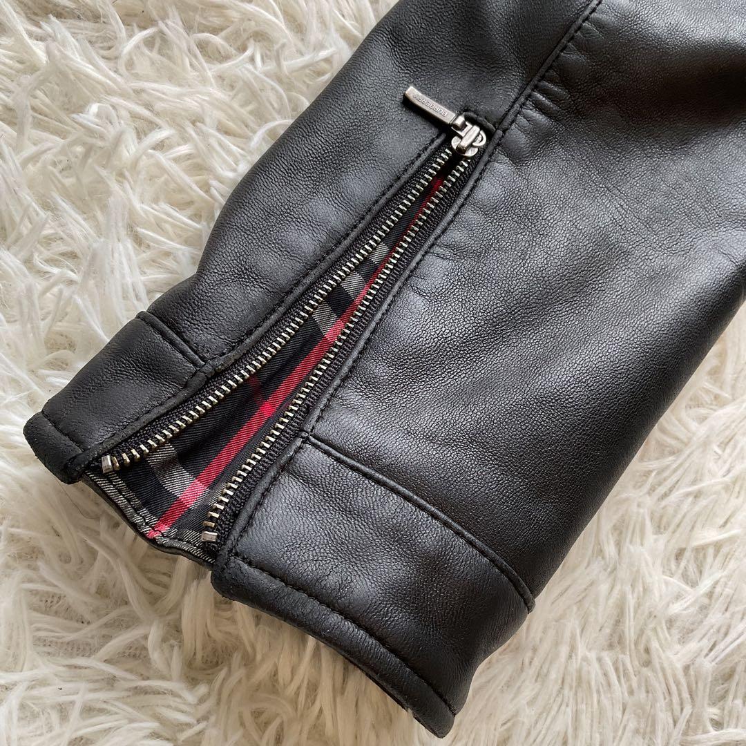 人気✨バーバリーブラックレーベル　レザージャケット　シングルライダース　M 黒