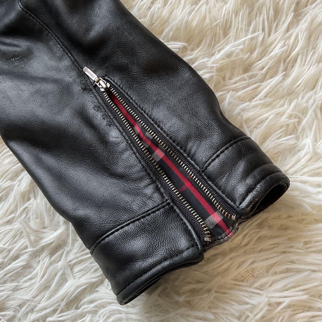 人気✨バーバリーブラックレーベル　レザージャケット　シングルライダース　M 黒