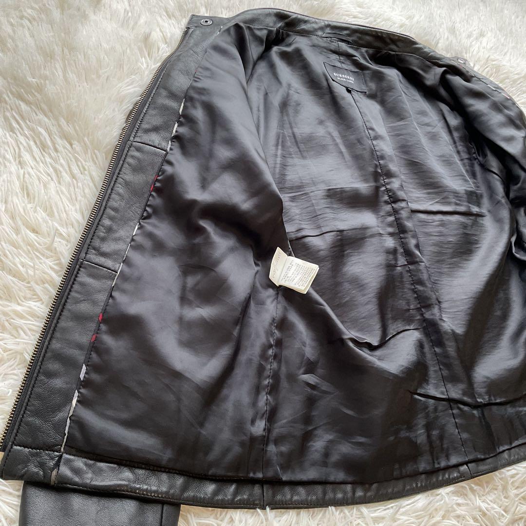 人気✨バーバリーブラックレーベル　レザージャケット　シングルライダース　M 黒
