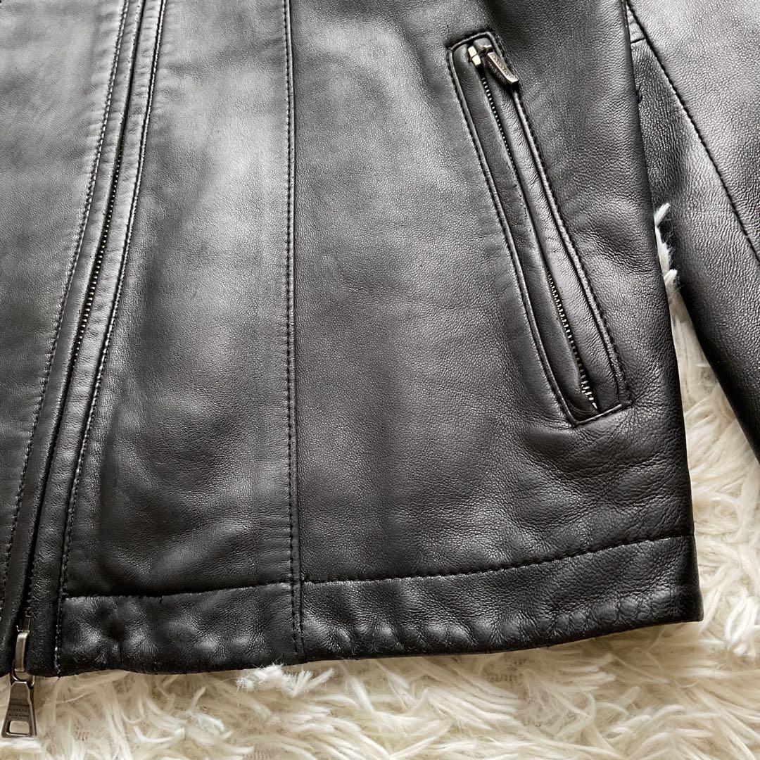 人気✨バーバリーブラックレーベル　レザージャケット　シングルライダース　M 黒