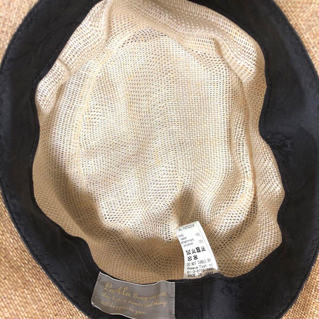 ca4la カシラ ペーパーハット 黒リボン付き 日本製 紫外線カット