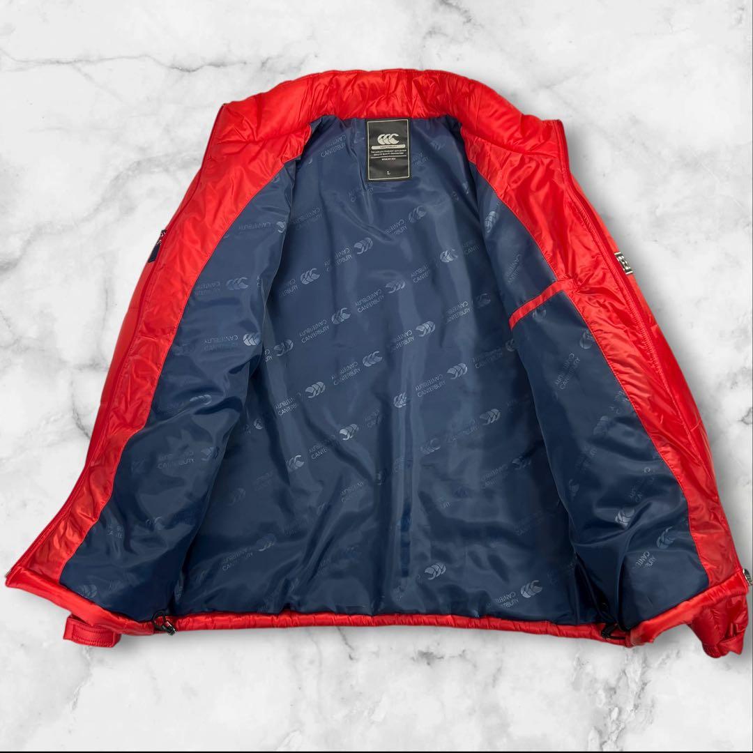 極美品 Canterbury 中綿ジャケット サイズL レッド ラグビー 胸ロゴ