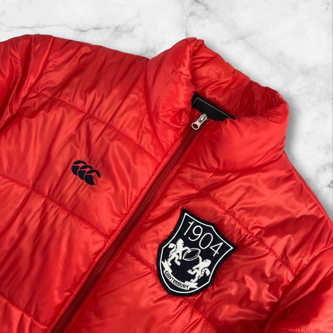 極美品 Canterbury 中綿ジャケット サイズL レッド ラグビー 胸ロゴ