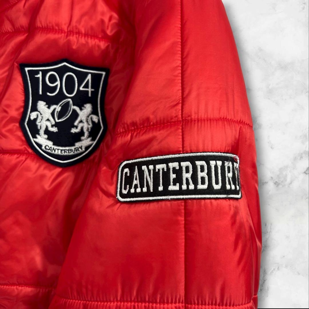 極美品 Canterbury 中綿ジャケット サイズL レッド ラグビー 胸ロゴ