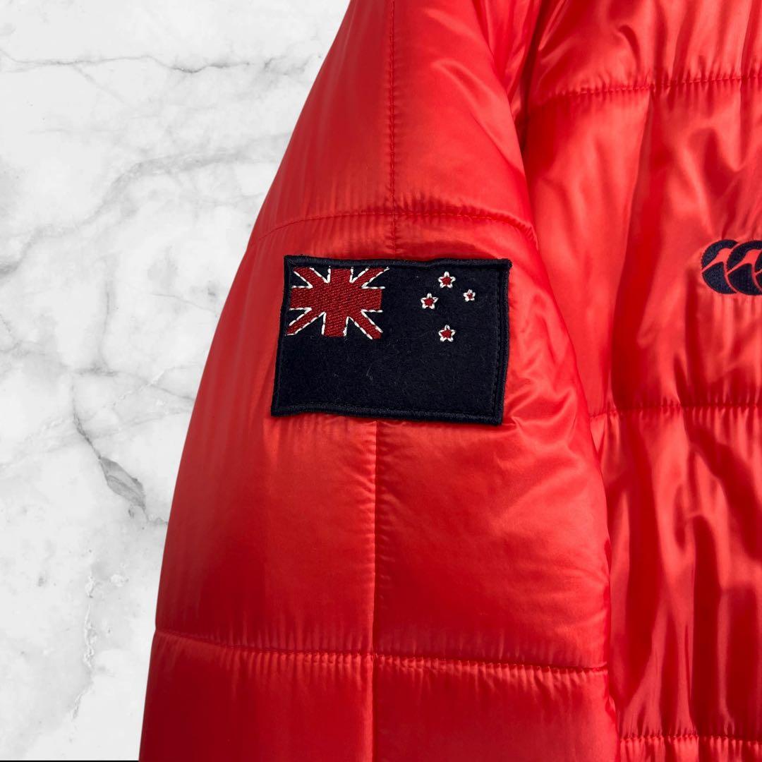 極美品 Canterbury 中綿ジャケット サイズL レッド ラグビー 胸ロゴ