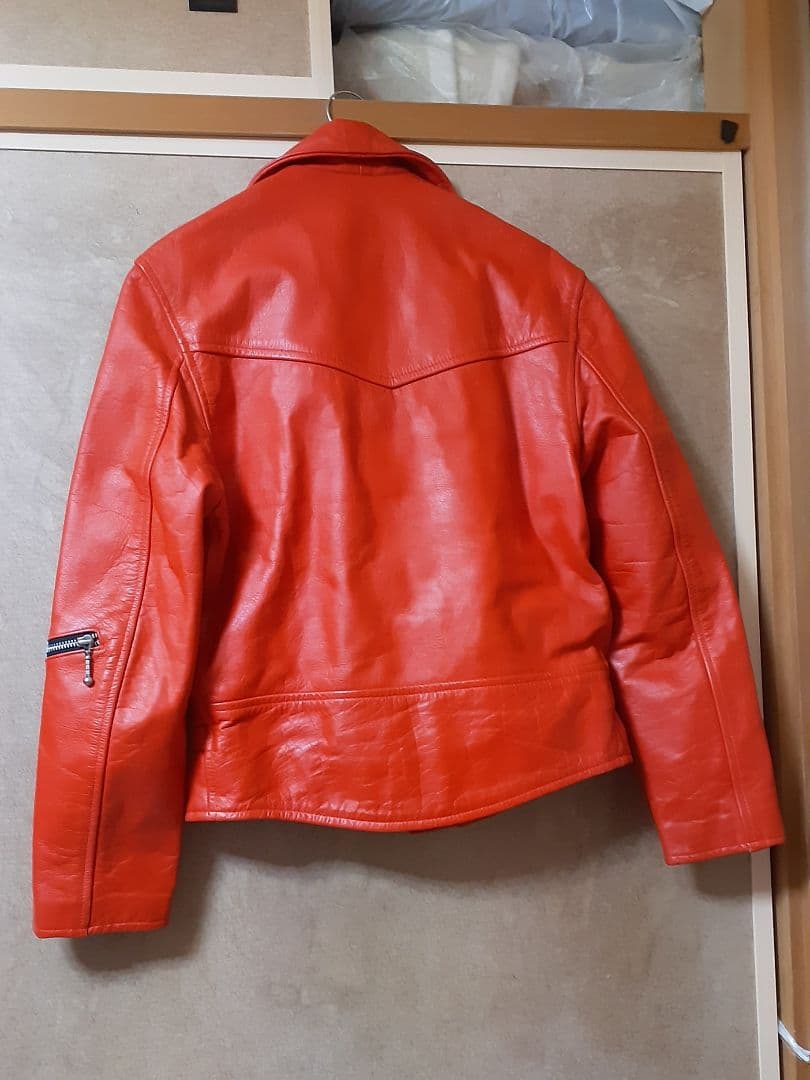 HORNWORKS　UKダブルレザーライダース　/M　赤　肉厚本革　中綿入り