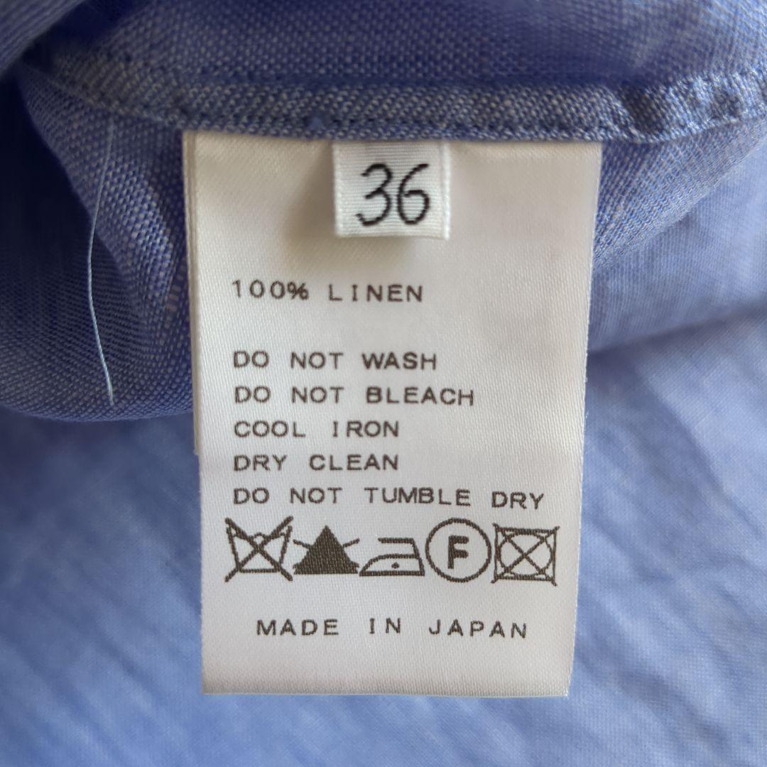 ドゥーズィエムクラス カシュクール リネン シャツ 2WAY 長袖 ブルー 36