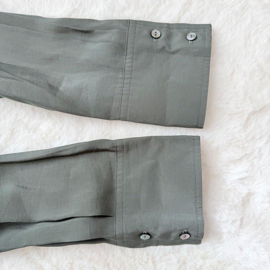 新品✨ビアズリー　カラーレスシャツワンピース　カーキ　Fサイズ　ロング丈