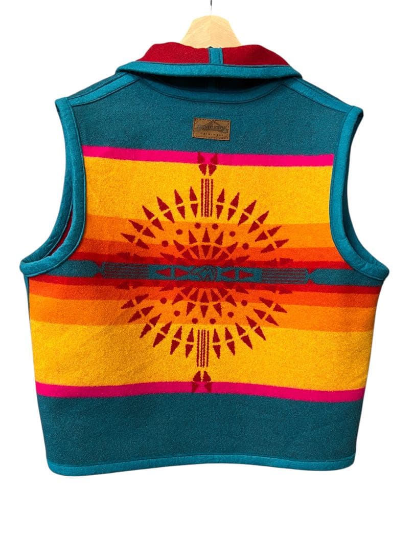 【PENDLETON】希少 ネイティブ柄 リバーシブル ベスト 赤 ターコイズ