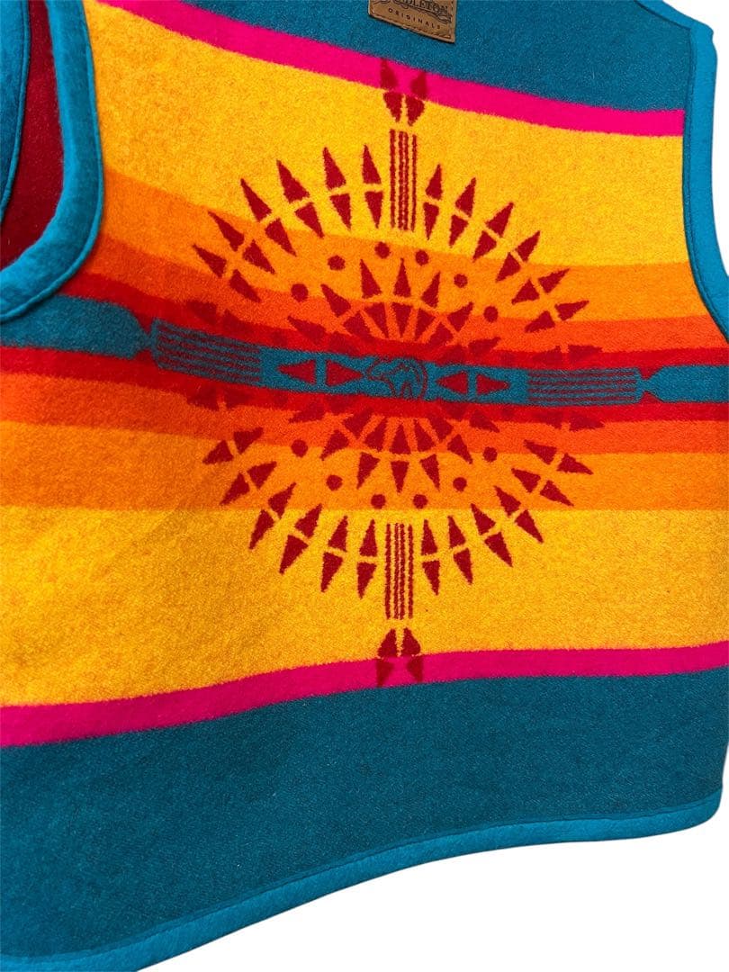 【PENDLETON】希少 ネイティブ柄 リバーシブル ベスト 赤 ターコイズ