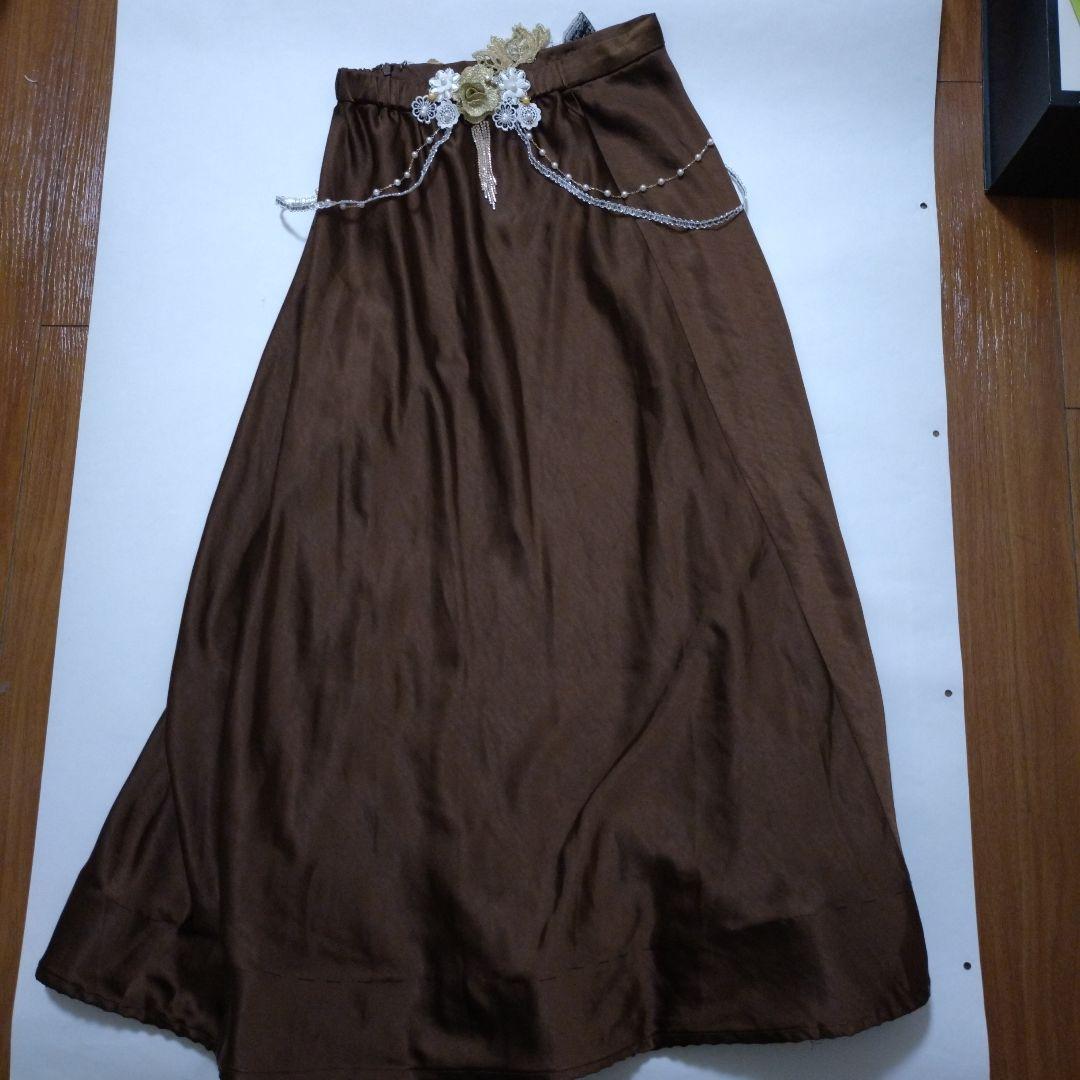 ベリーダンス セットアップ 衣装　ブラウン　茶色　ブラベルト　オリエンタル