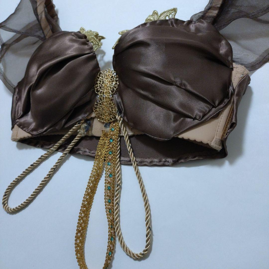 ベリーダンス セットアップ 衣装　ブラウン　茶色　ブラベルト　オリエンタル