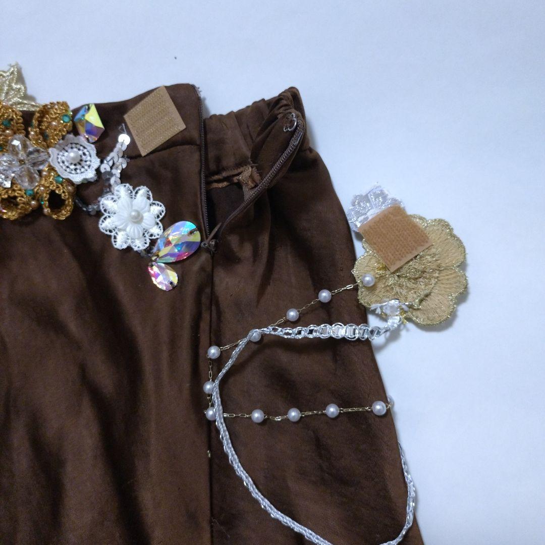 ベリーダンス セットアップ 衣装　ブラウン　茶色　ブラベルト　オリエンタル