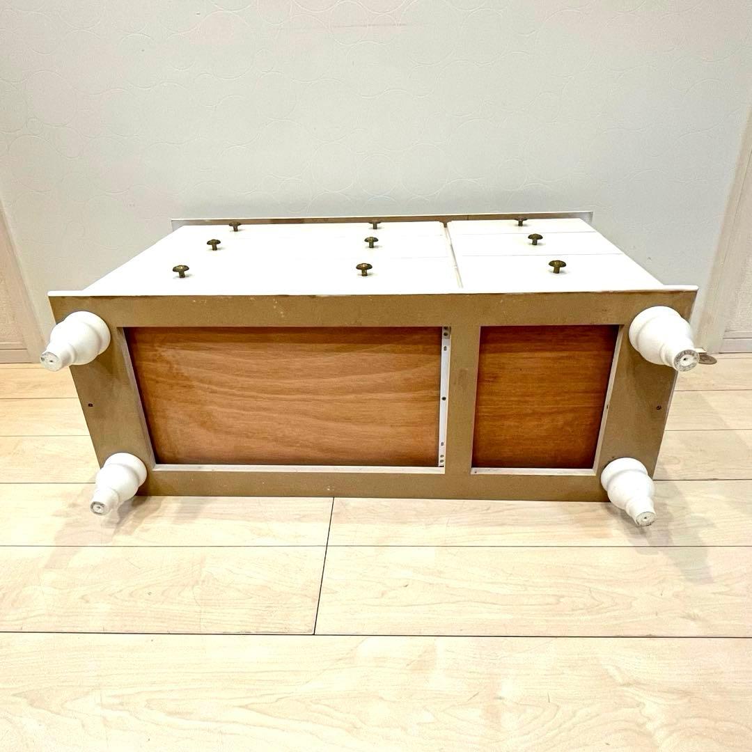 【美品】姫系 ローチェスト 白家具 引き出し収納 6杯 ろくろ脚 幅88㎝