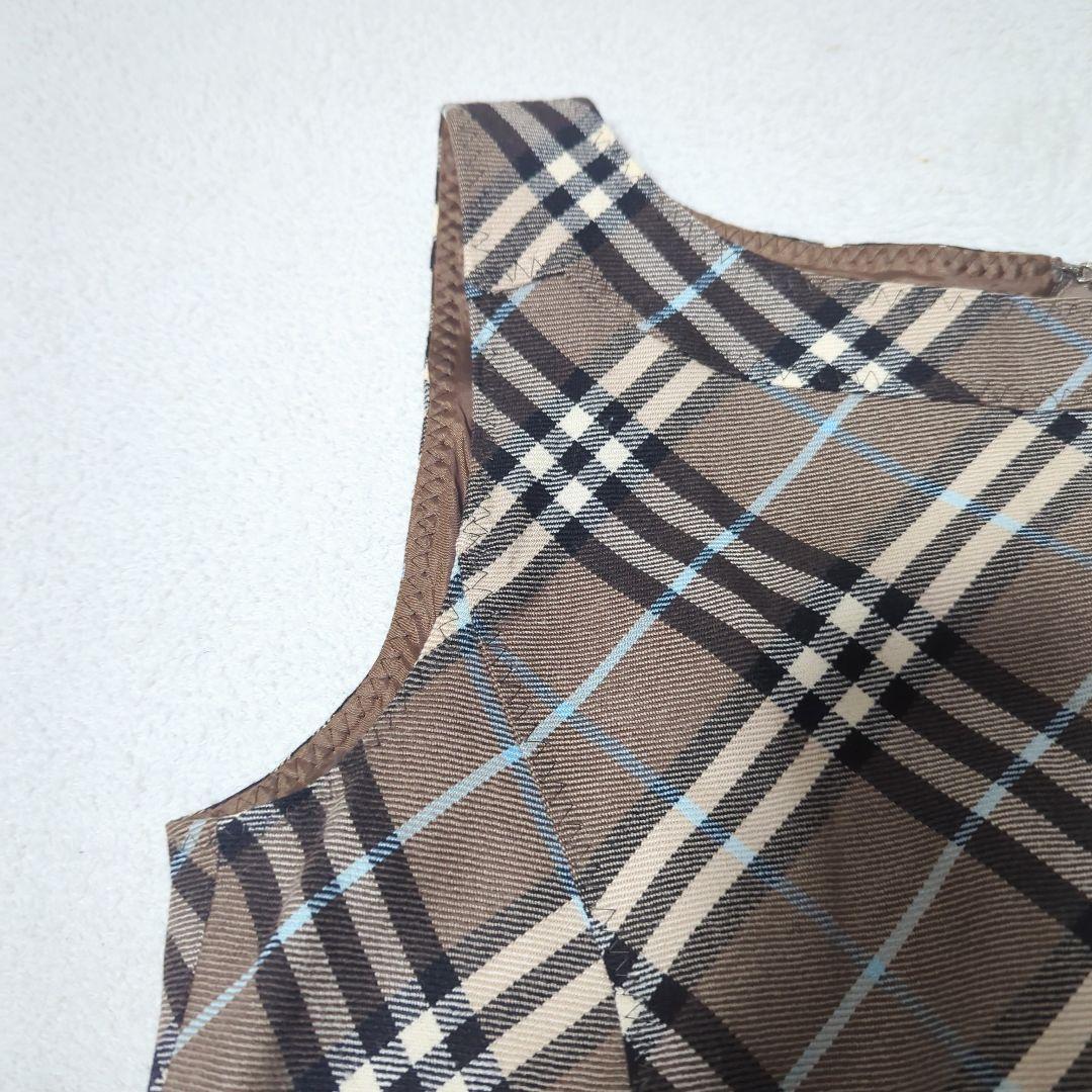 【バーバリーブルーレーベル】ウール ロングワンピース ノースリーブ ノバチェック