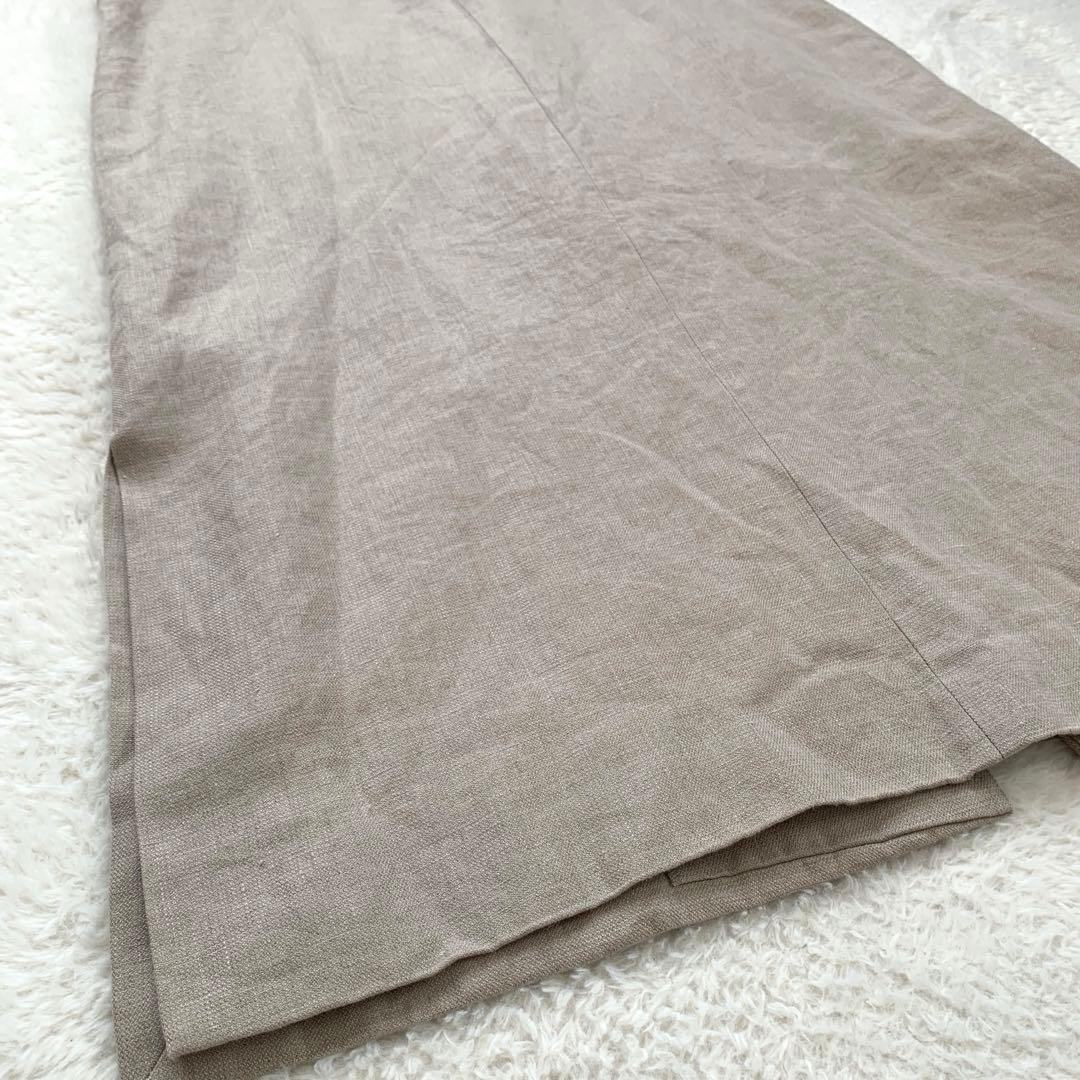 PLAIN PEOPLE 麻混 ロングベスト ジレ ベルト付 ベージュ