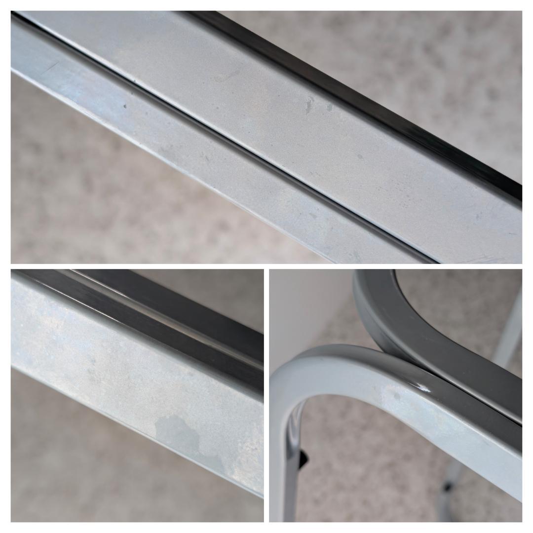 90s ビンテージ メタルフレーム ガラス テーブル スペースエイジ ポップ