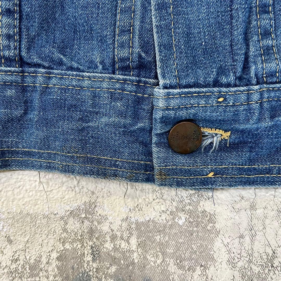 70s 暴れ馬タグWranglerデニムジャケットGジャン ラングラー 個性的