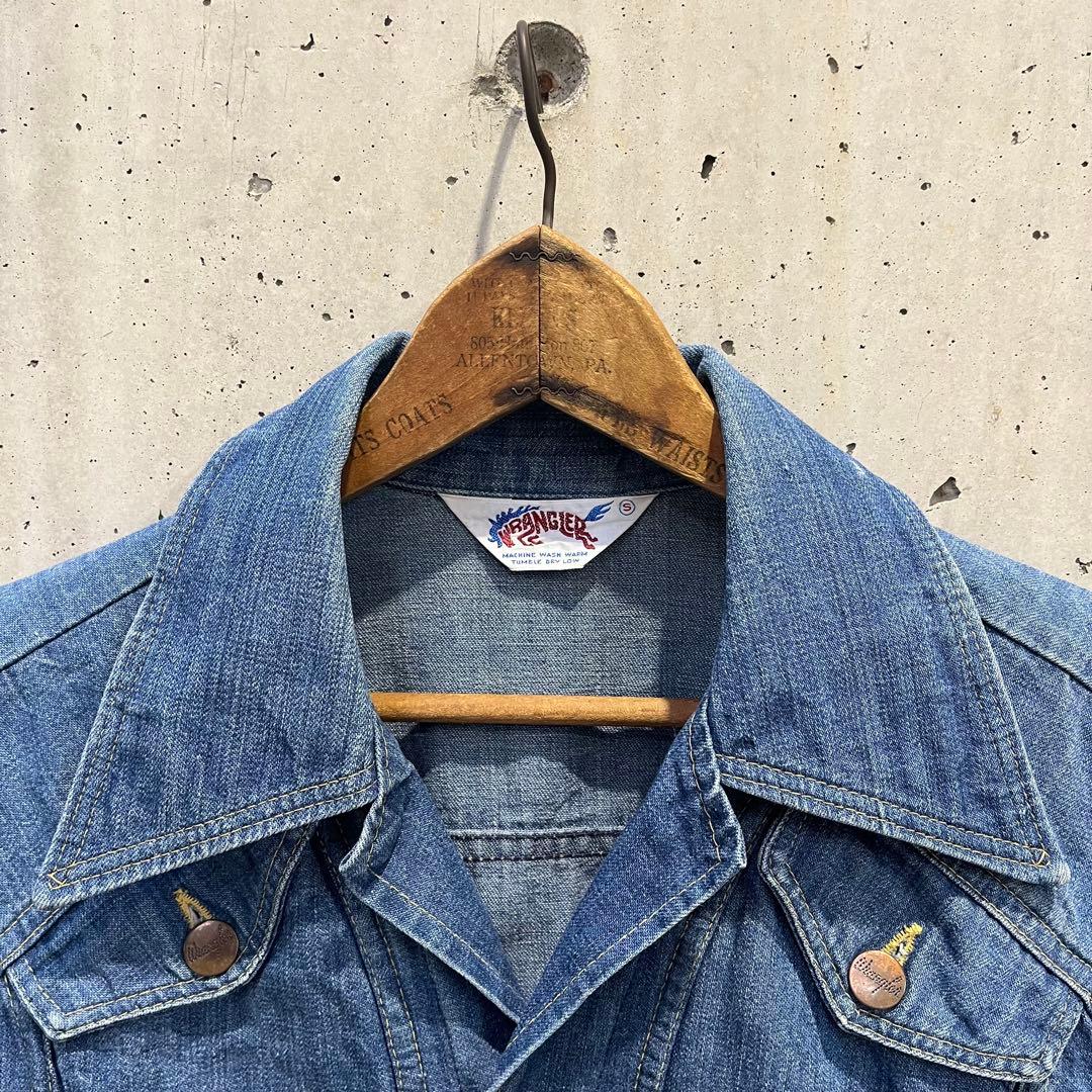 70s 暴れ馬タグWranglerデニムジャケットGジャン ラングラー 個性的