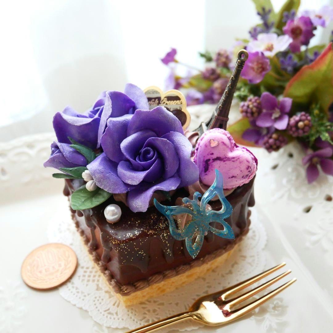 【ミッチー様】フェイクスイーツ◆バイオレットローズ❤︎‬型チョコドリップケーキ◆