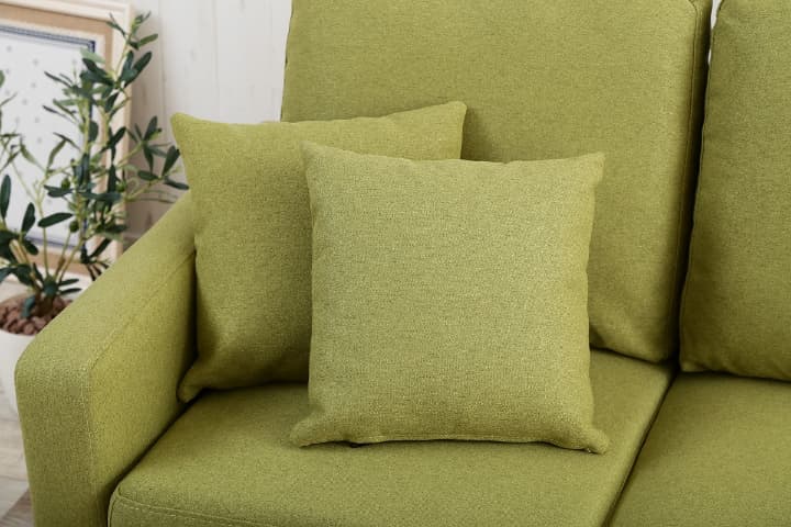 専用クッション2個付　カウチソファ　3人掛け　グリーン