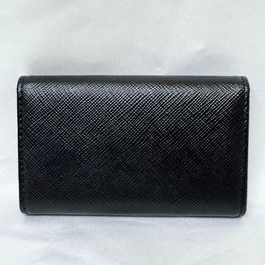 美品☆ PRADA キーケース　4連　レザー　ブラック　三角ロゴ　ICチップあり