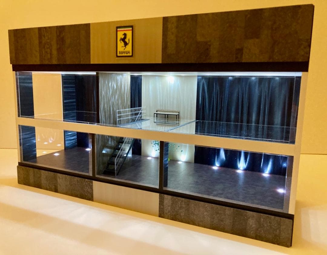 1/43仕様・階段、植栽、ベンチ付・2層式ディスプレーBOX / ネオジオラマ