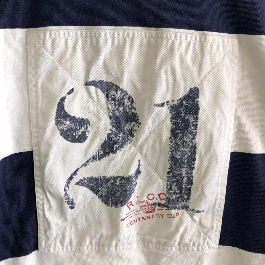 ポロラルフローレン　POLO 刺繍ロゴ　ラガーシャツ　ポロシャツ　古着　L 代表