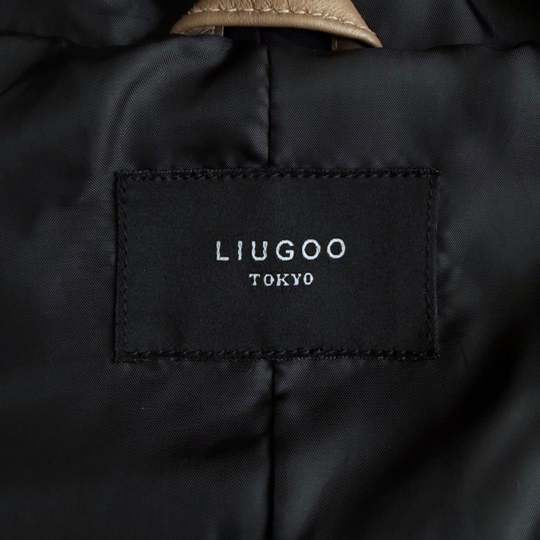底値 LIUGOO リューグー ラムレザー パーカー ジャケット ブラウン XL