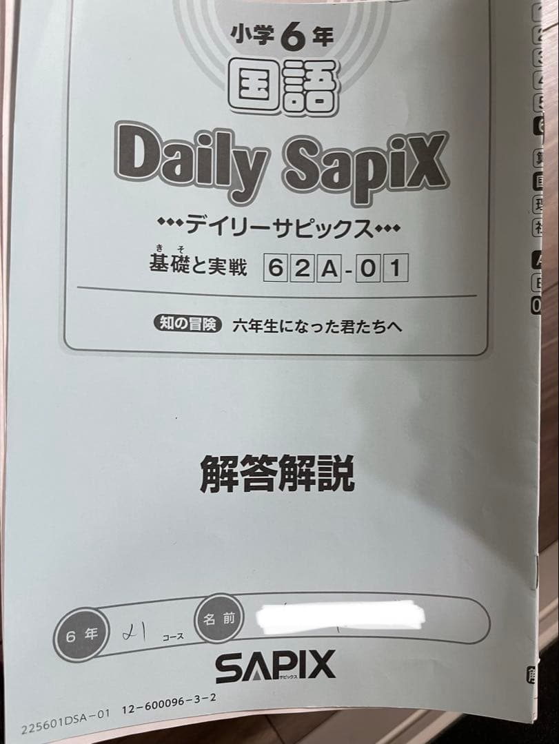 2025年度最新　サピックス6年　平常授業　4教科　年間フルセット