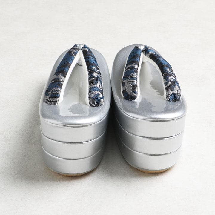 【新品】草履バッグセット 黒&青　モダン唐草模様 帯地 24cm 03076N