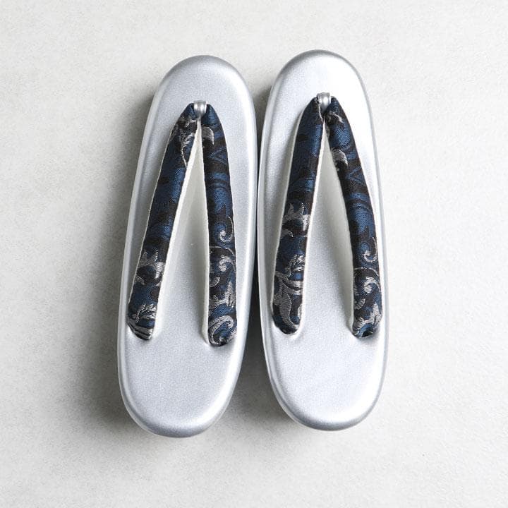 【新品】草履バッグセット 黒&青　モダン唐草模様 帯地 24cm 03076N