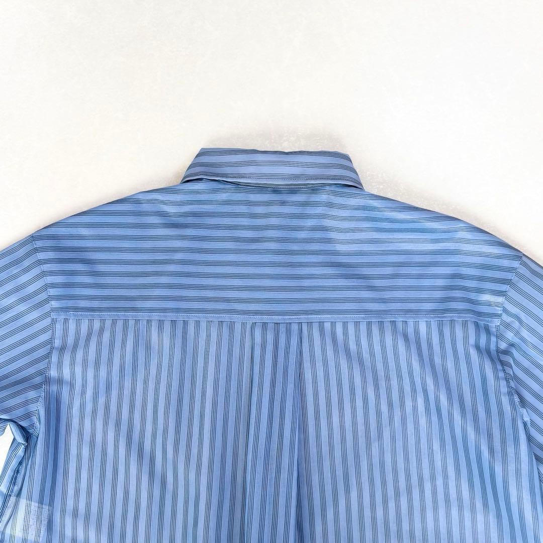 美品　アルアバイル　ストライプフロントスリットシャツ　シアー　プルオーバー