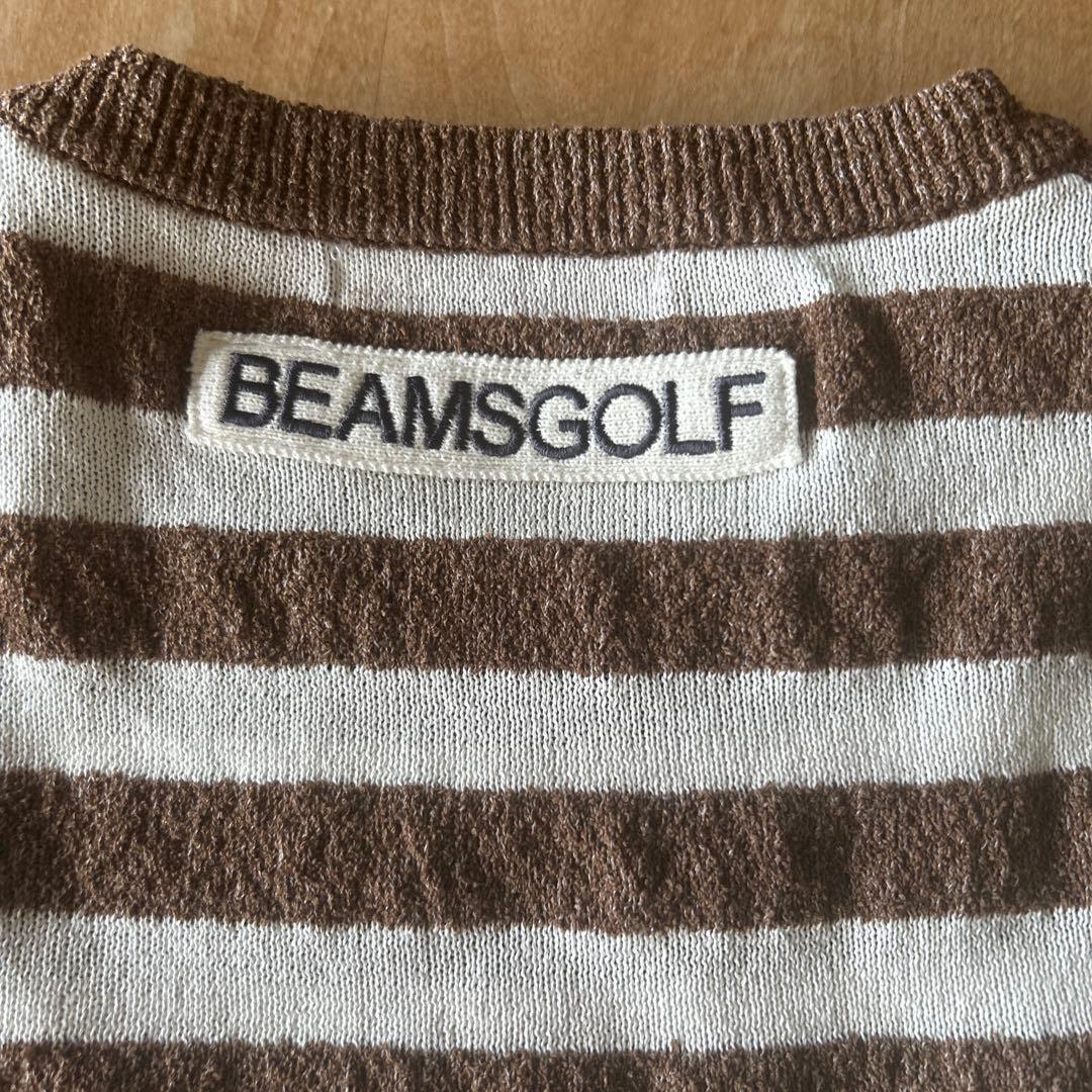 超美品★ビームスゴルフ★爽やかブラウンストライプサマーセーター ★春夏★お買い得