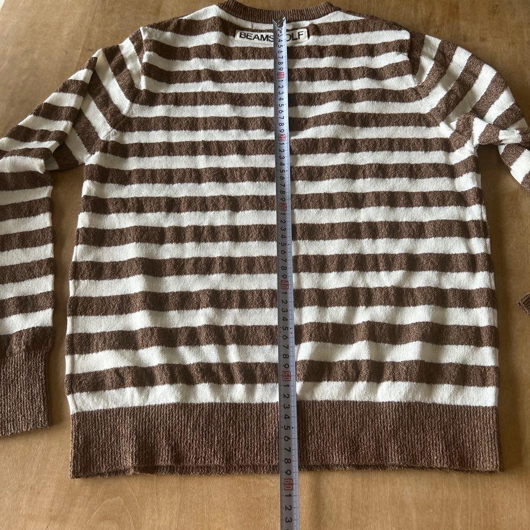 超美品★ビームスゴルフ★爽やかブラウンストライプサマーセーター ★春夏★お買い得