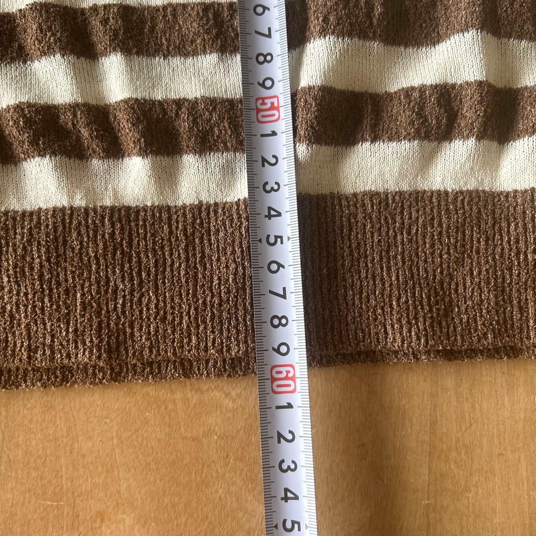 超美品★ビームスゴルフ★爽やかブラウンストライプサマーセーター ★春夏★お買い得