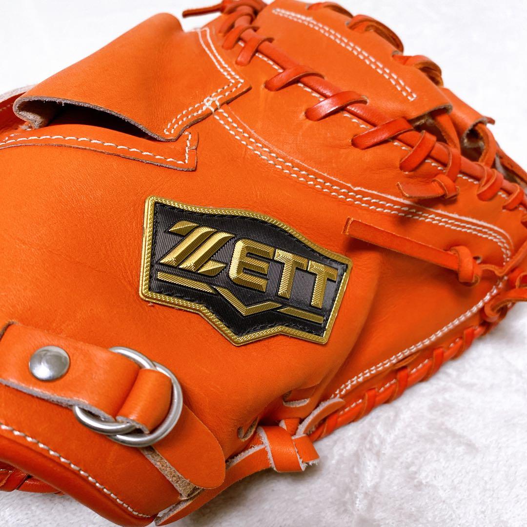 極美品 希少色　ZETT　ネオステイタス　一般軟式用キャッチャーミット　オレンジ
