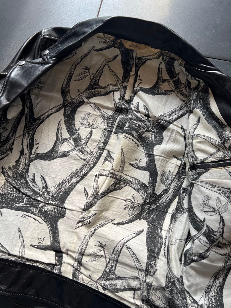 SHIPS JET BLUE × NOWARTT ホースダブルレザージャケットM