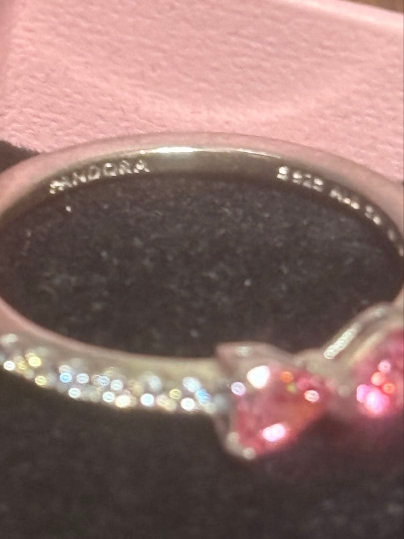 アクセサリー Pandora Sparkling Pink Bow Ring