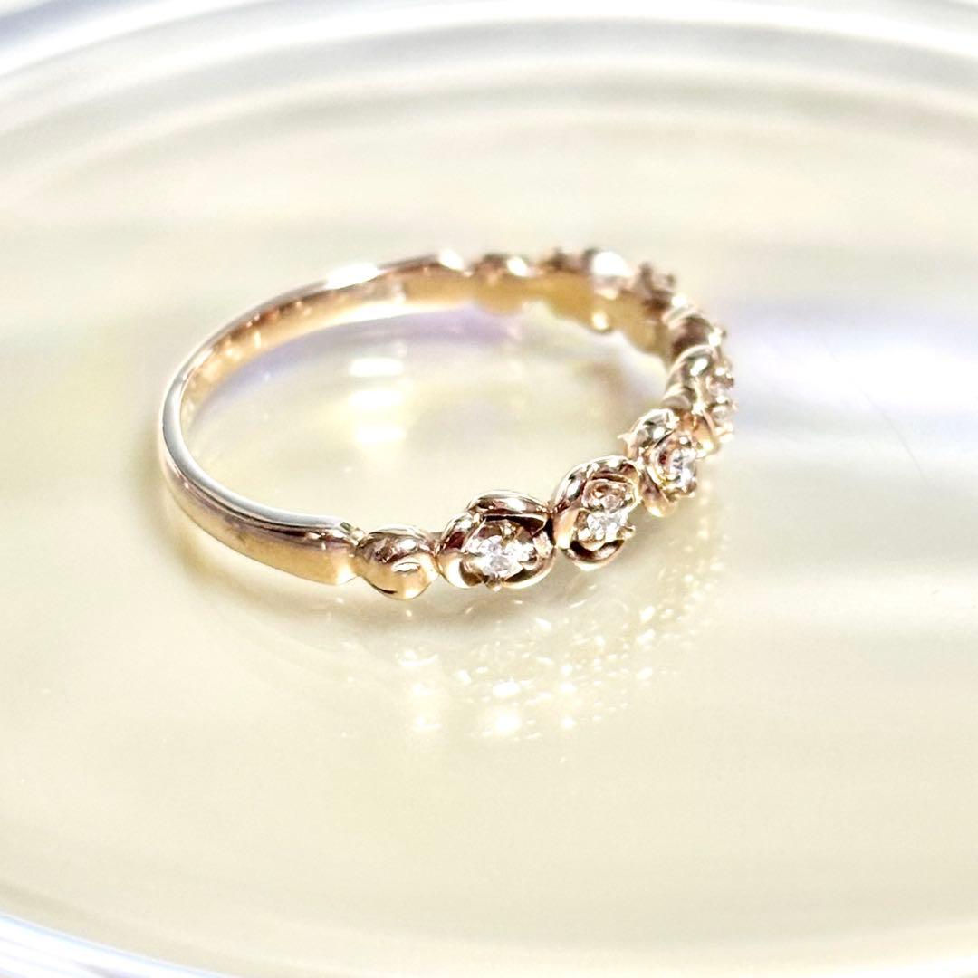 ヴァンドーム青山 k18 ダイヤ 薔薇 ハーフエタニティ リング