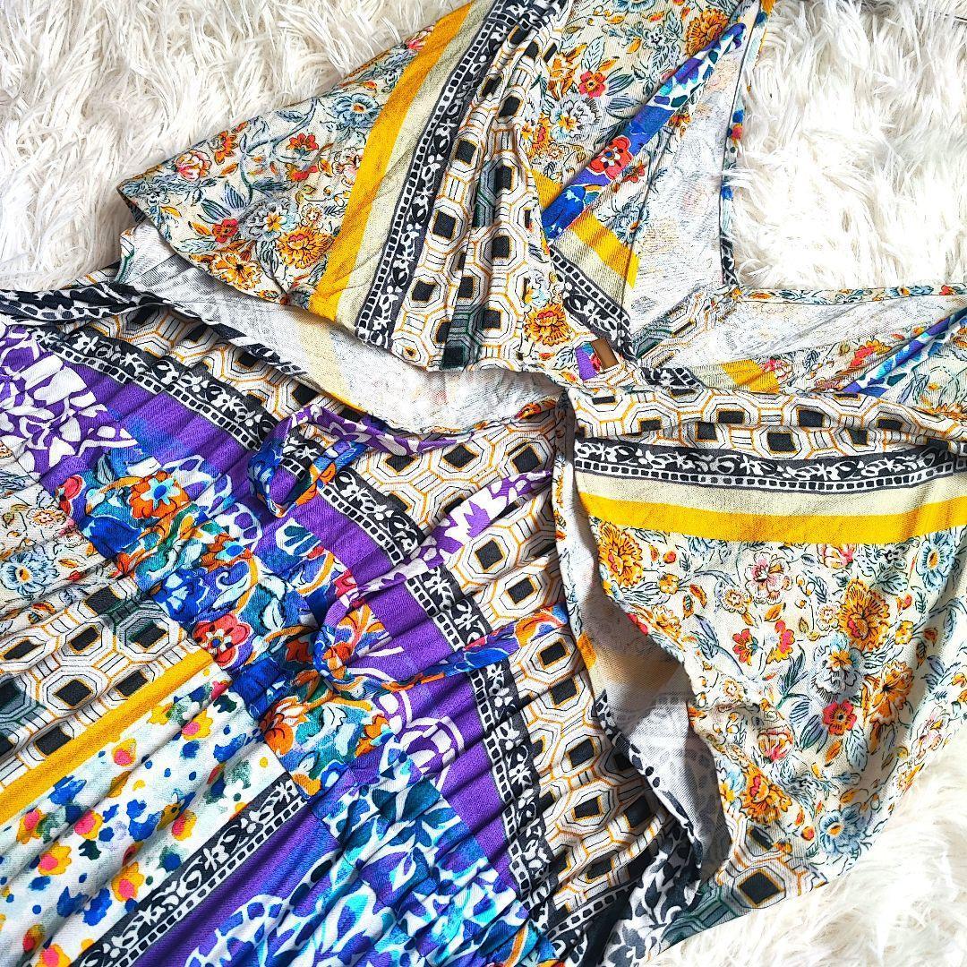 グレースコンチネンタル タイルプリントギャザーワンピース