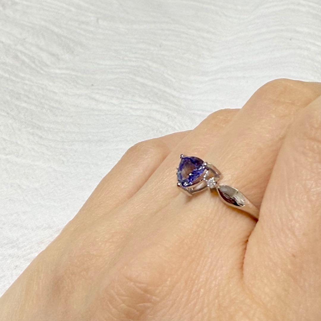 霙*読様 天然ゾイサイト タンザナイト ダイヤモンド リング 9K 375刻印