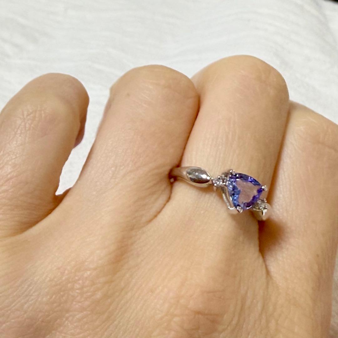 霙*読様 天然ゾイサイト タンザナイト ダイヤモンド リング 9K 375刻印