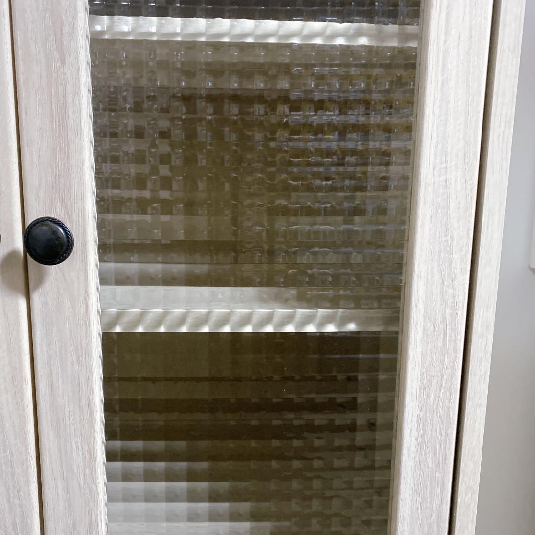 マナベインテリアハーツ キャビネット 食器棚 クロスガラス扉付 高さ120㎝